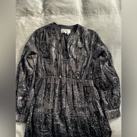 Ba&sh Sophie Tiered Dress. Size XS . Black and metallic silver. - Picture 13 of 15
